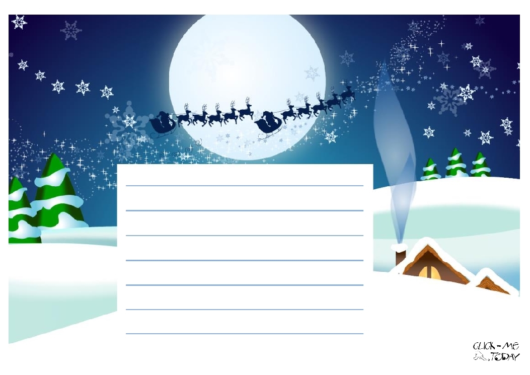 Printable letter to Santa paper Xmas night with lines 66